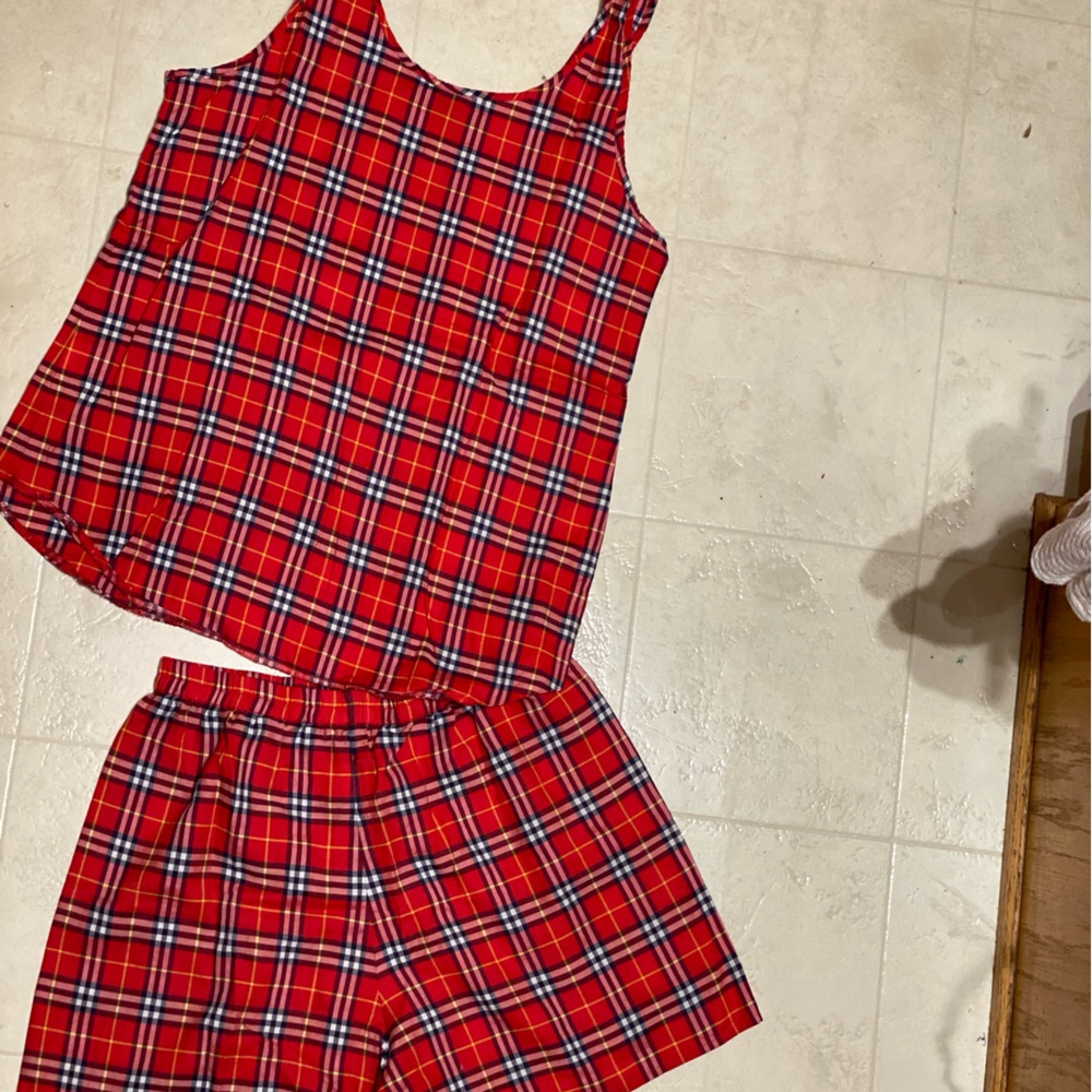Burberry Red Nova Check 💯% Cotton Pajama Short Set! Like New! Perfect! ❤️❤️ - Picture 6 of 11